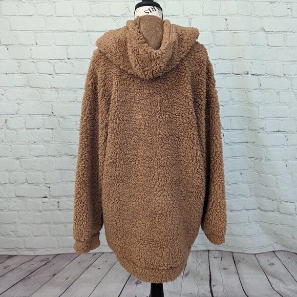 PLT Women's Tan Teddy Borg Oversized Lounge Hoodie M NEW - Picture 5 of 8